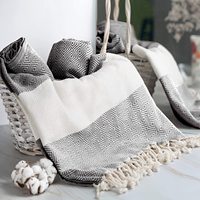 High Quality 100% Cotton Turkish Beach Towel Large 100*180cm Striped Plaid Design Custom Logo for Spa Swimming Pool Gym Travel