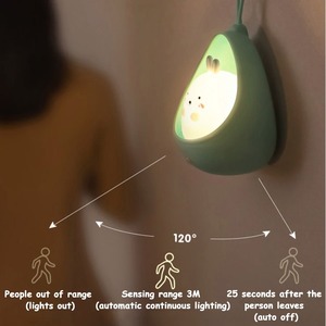 Veilleuse avec capteur de contrôle mignon Animal lampe à induction humaine pour enfants chambre USB Rechargeable Silicone LED appliques murales - Product Image 2