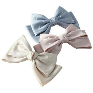 Pince à cheveux en satin pour femmes coréennes avec pinces à cheveux Big Bow Pearl <span class=keywords><strong>Barrette</strong></span> - Product Image 1