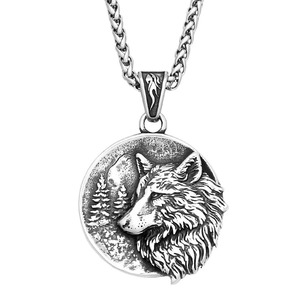 Collar con colgante de cabeza de lobo yunnique, joyería de moda para hombre de acero inoxidable, regalo con diseño de animales, estilo nórdico - Product Image 5