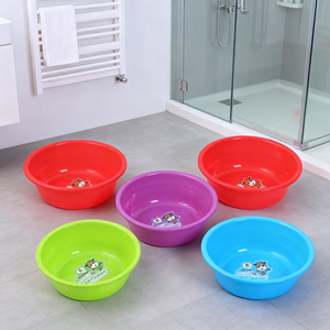 Bac à laver rond en <span class=keywords><strong>plastique</strong></span> pour salle de bain domestique, idéal pour le lavage des vêtements, disponible en gros. - Product Image 1