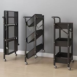 Meuble de rangement pliable 3 niveaux pour légumes, polyvalent pour le rangement pliable, organisateur roulant et étagère à tige de traction. - Product Image 1