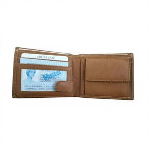 Portefeuille court pour homme en cuir véritable, motif étoile, broderie de lettres tendance, imperméable, avec poche pour cartes de crédit, marron foncé - Product Image 1