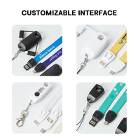 Kabel Pengisi Daya USB Multifungsi 2 in 1 Berkualitas Tinggi Warna Hitam dengan Tali Gantungan 90cm