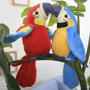 새로운 전기 봉제 장난감 앵무새 전기 녹음 학습 앵무새 날개 펄럭이는 장난감 어린이 선물 말하기