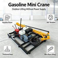 Mini-grue à treuil thermique, rotation à 360 degrés, élévateur portable pour matériaux de construction, grue de toiture