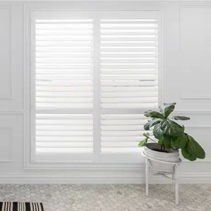 Custom White PVC <strong>Window</strong> <strong>Shutters</strong> Modern Interior Wood Plantation <strong>Shutters</strong> Air Ventilation Motorized Horizontally Operated Blinds - Product Image 4