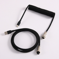 Câble de clavier mécanique USB Type-C personnalisé enroulé avec blindage tressé et gaine en nylon, connecteurs aviateur