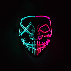 Máscara LED de colores mezclados <span class=keywords><strong>para</strong></span> <span class=keywords><strong>Halloween</strong></span>, máscaras luminosas de purga que brillan, máscara facial con luz de neón aterradora, accesorios <span class=keywords><strong>para</strong></span> disfraces de Festival Unisex - Product Image 2