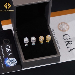 Luxury <b>Ice</b> Out Women Fine Jewelry 925 Sterling Silver VVS Moissanite 7.5mm Hip Hop Round Shape Earring Jewelry Unisex - Product Image 3