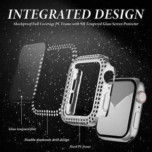 Étui de protection rigide en PC avec double rangée de cristaux et diamants pour <span class=keywords><strong>Apple</strong></span> <span class=keywords><strong>Watch</strong></span> Series P 8 7 6 5 4 <span class=keywords><strong>3</strong></span> pour femmes - Product Image 3