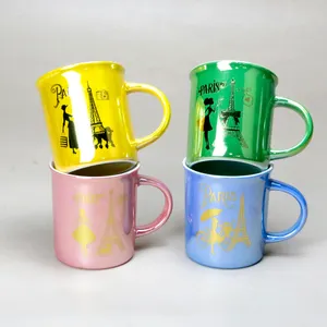 OEM ODM desain baru keramik Enamel Paris Glam Menara Eiffel cangkir suvenir kopi teh