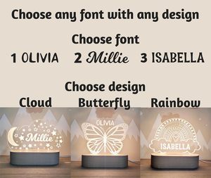 Nome personalizzabile luce notturna simpatici regali personalizzati per bambini nuvola farfalla luna e stelle per le aziende - Product Image 3
