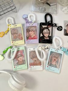 卸売透明プラスチックミニIDカードホルダーカスタムアクリルフォトホルダーケースキーチェーンDIYデザイン用 - Product Image 3