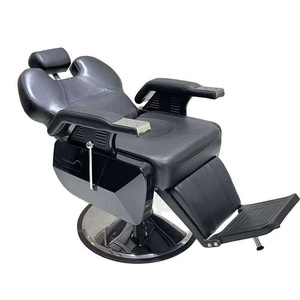 Chaise de barbier en cuir avec dossier inclinable et rotation à 360°, hauteur réglable, usage commercial - Product Image 2
