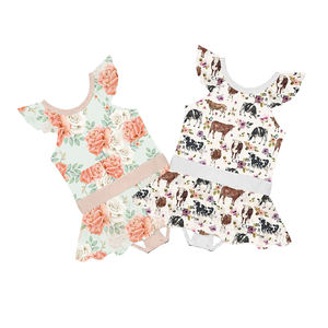 Combinaison d'été à manches volantées pour bébé fille, avec culotte intégrée, très tendance - Product Image 1