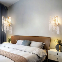 Applique murale en aluminium avec branches et verre, style arbre doré de luxe français, moderne, pour chambre et restaurant, avec support en cristal