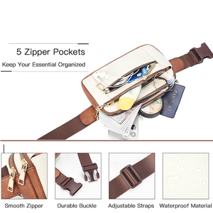 Sac banane unisexe de luxe en cuir, antivol, étanche, avec fermeture éclair, GPS intégré, pour utilisation en bandoulière ou à la taille, sacoche utilitaire pour argent et objets - Product Image 4