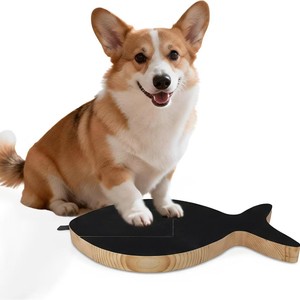 เสาข่วนเล็บสุนัขไม้รูปปลาพร้อมกระดาษทรายสำหรับดูแลเล็บสัตว์เลี้ยง ดีไซน์ทนทาน - Product Image 1