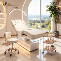 Lit de massage facial électrique moderne bleu à 3 moteurs avec base LED