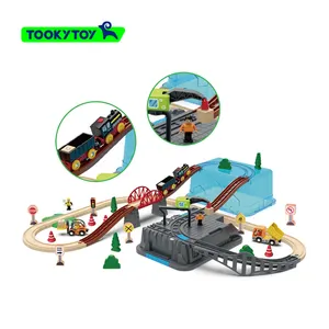 Children's Puzzle Rail Car Toy Building Blocks Early Education Enlightenment Toy Train Rail Town Transportation Storage Set