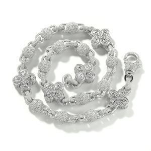 Lujo nuevo diseño Vintage Hip Hop joyería Bling Iced Out redondo CZ cuentas enlace cadena cuatro hojas trébol Collar para hombres - Product Image 1