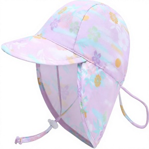 Chapeau de soleil anti-UV pour bébé, séchage rapide, 100 % polyester, pour extérieur, plage, voyage, avec cordon de serrage, imprimé floral - Product Image 3