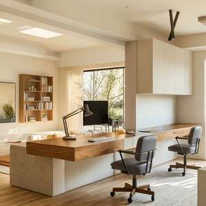 Décoration de salon de style minimaliste chinois, meubles sur mesure, armoires de table à manger en bois, bureaux d'ordinateur - Product Image 4