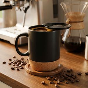 Wholesale Custom Logo <b>Ceramic</b> <b>Mug</b> with Cork Bottom Leak-Proof Lid 350ml Matte OEM/ODM Factory Price Fast Delivery Cups - Product Image 6