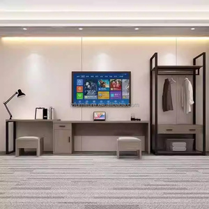 China Factory Direct Custom Low Cost 3 Star Hotel Bedroom Furniture <b>Sets</b> With Bed Frame Nightstands Wardrobe TV Cabinet And <b>Desk</b> - Product Image 2