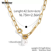 Collier en alliage avec perles d'imitation style européen et américain, chaîne à maillons tendance, pendentif clavicule hip-hop, ambre, vente chaude