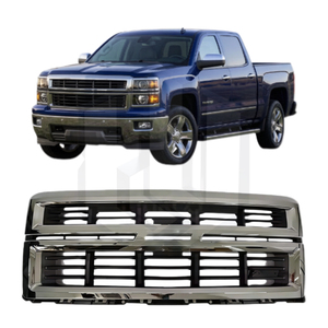 Nouvelle calandre de pare-chocs avant 23259621 pour <span class=keywords><strong>Chevrolet</strong></span> <span class=keywords><strong>Silverado</strong></span> 1500 <span class=keywords><strong>2014</strong></span> 2015 <span class=keywords><strong>Z71</strong></span> Plus Package, cadre chromé ABS, maille noire, vente en gros - Product Image 1