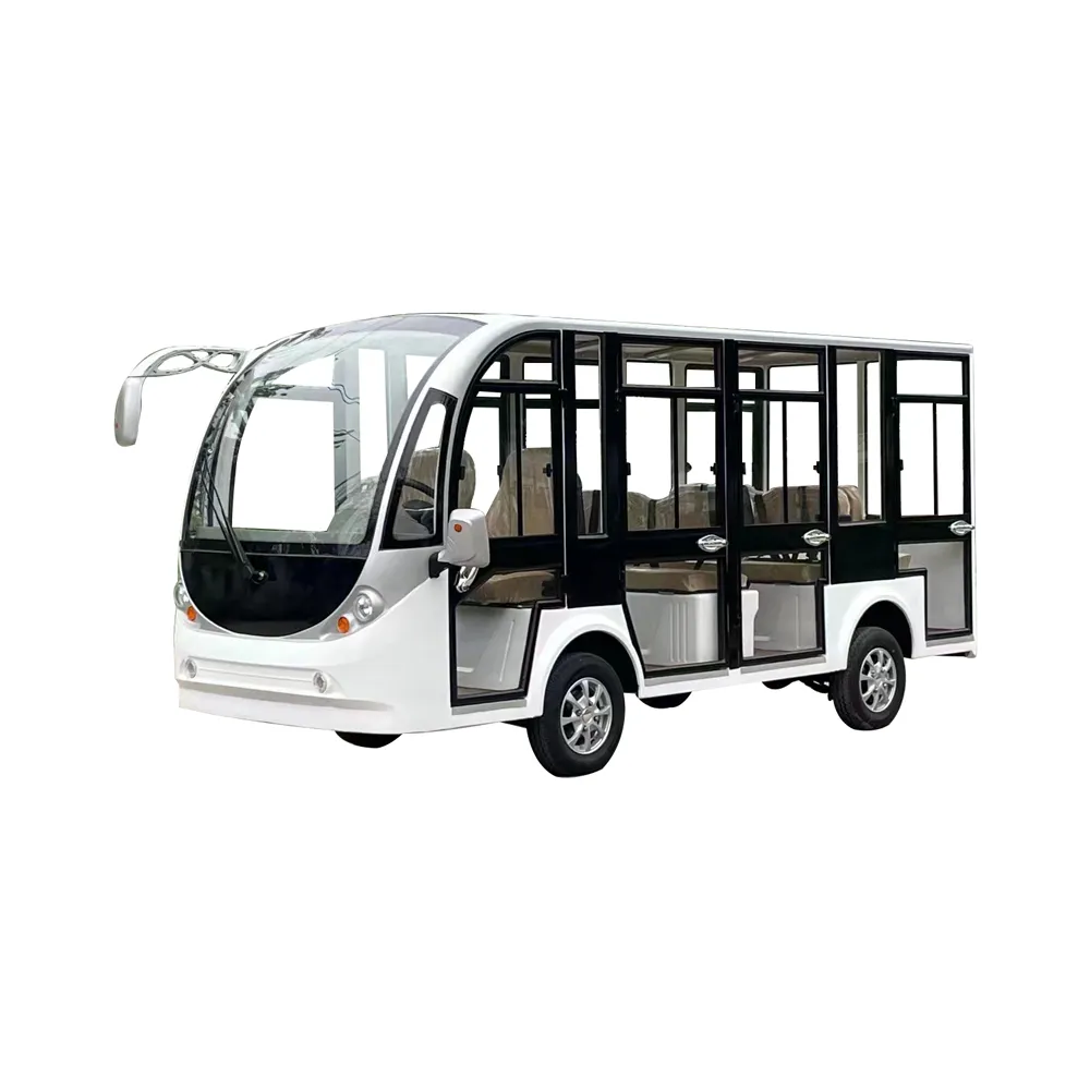 Autobus turistico elettrico per auto a navetta elettrica completamente chiuso da 14 passeggeri con porta