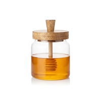 Pot de stockage en verre borosilicate pour miel 400 ml (13,53 oz) avec couvercle en bois, boîte hermétique pour café et thé, organisateur de garde-manger