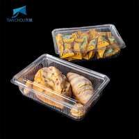 Contenants rectangulaires jetables en plastique de qualité alimentaire PET, épaisseur 0,5 mm, avec couvercles à charnière pour déjeuner, nouilles, pain, biscuits, gâteaux, sushis, salades