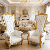 Chaises de banquet dorées et blanches de qualité commerciale, chaises de trône à dossier haut pour salon, villa, événements en plein air - empilables