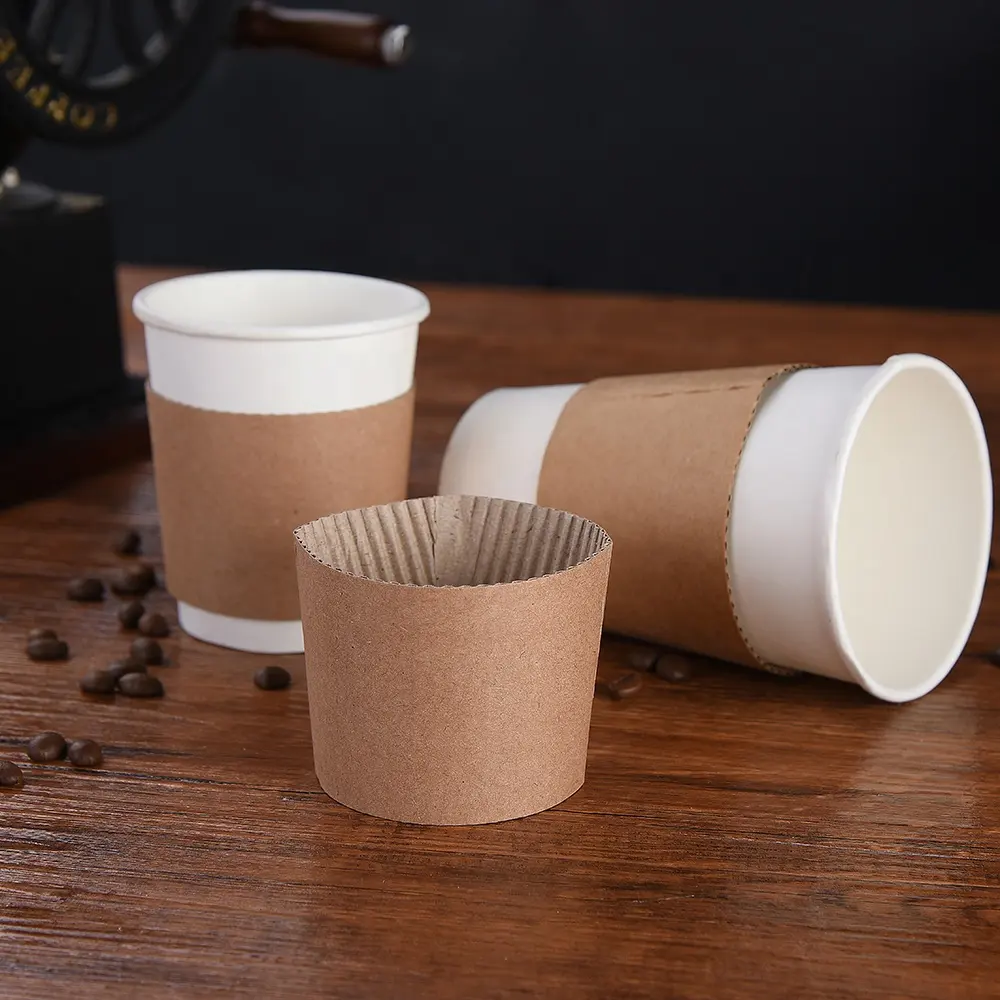 Wholesale Custom Printing Disposable Paper Coffee Cup Holder Sleeve