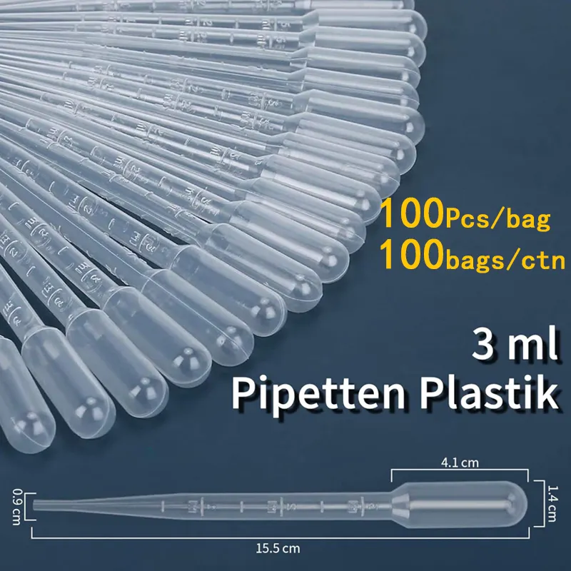 Pipette plastik sekali pakai, 0.2ml 0.5ml 1ml 2ml 3ml 5 ml 10ml jelas lulus dropping transfer Pasteur