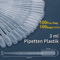Pipettes Pasteur jetables en plastique transparent graduées de 0,2 ml, 0,5 ml, 1 ml, 2 ml, 3 ml, 5 ml, 10 ml pour transfert et distribution