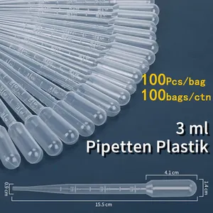 Plástico desechable 0,2 ml 0,5 ml 1mL 2ml 3ml 5 ml 10ml transparente graduado gotero transferencia Pasteur pipeta