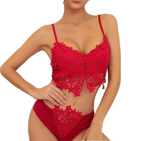 YCH pakaian dalam renda seksi Eropa dan Amerika Serikat dua potong baju Dalaman kamisol plus celana dalam setelan Erotis - Product Image 1