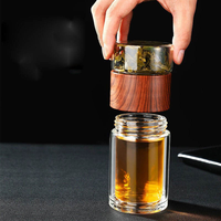 Tasse à thé en verre borosilicate à double paroi, résistante à la chaleur, amovible, compatible lave-vaisselle, avec filtre infuseur à thé portable pour thé en vrac