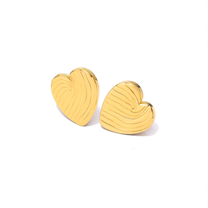 Boucles d'oreilles tendance en acier inoxydable 316L plaqué or PVD, forme cœur, bijoux durables et résistants - Product Image 2