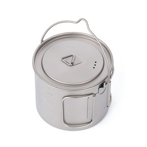 Ti Artisan 1100Ml Cắm Trại Nồi Tinh Khiết Titan Trọng Lượng Nhẹ Tường Đơn Nồi Gấp Ngắn Xử Lý Cho Nấu Ăn - Product Image 5