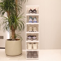 Boîtes de rangement de chaussures pliables, 6 boîtes à chaussures transparentes, empilables, pliables, en plastique, sans installation