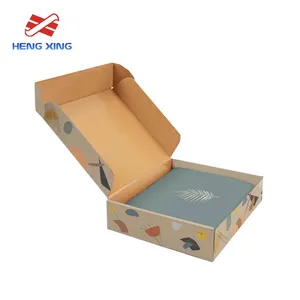 HENGXING, логотип на заказ, Складная гофрированная маленькая картонная коробка для одежды, Подарочная почтовая коробка, картонные упаковочные коробки для доставки