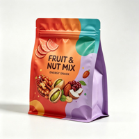 Bolsa de Embalaje para Aperitivos y Frutos Secos con Fondo Plano, Impresa Personalizada, de Aluminio y Plástico con Logotipo