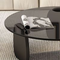 Table basse moderne de luxe léger en verre trempé Shark, design simple et créatif, table à thé minimaliste pour salon