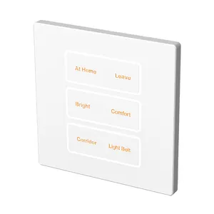KNX Smart Automation System Home Hotel Wall Smart Switch Intelligent White Black 8 Push Button Panel Wall Light Metal Panel