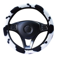 Housse de volant de voiture 38 cm, imprimé léopard, antidérapante, en peluche douce, accessoires intérieurs de voiture, style automobile